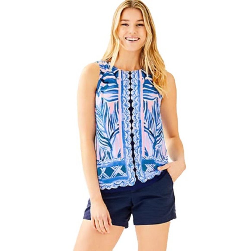 NWT Lilly Pulitzer Iona Top Pink Tropics Heat Wave Engineered Top Size S